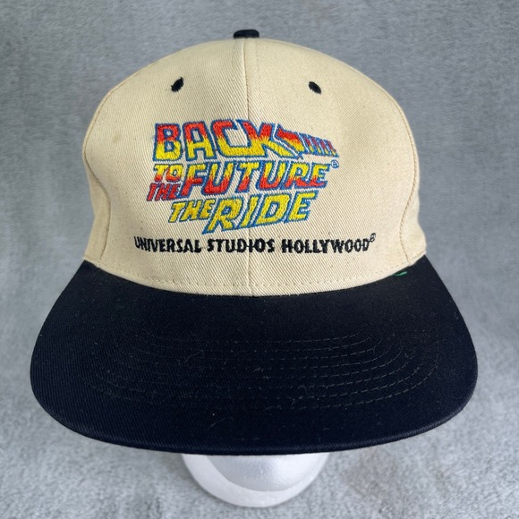 Vintage Back To The Future The Ride Snapback Hat Mens Tan Universal Studios 90s